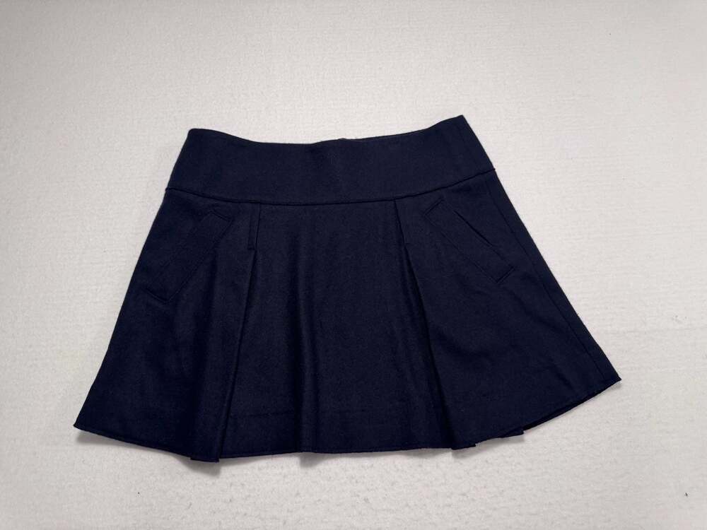 Vince Navy Blue Wool Blend Pleated A-Line Skirt Size 12